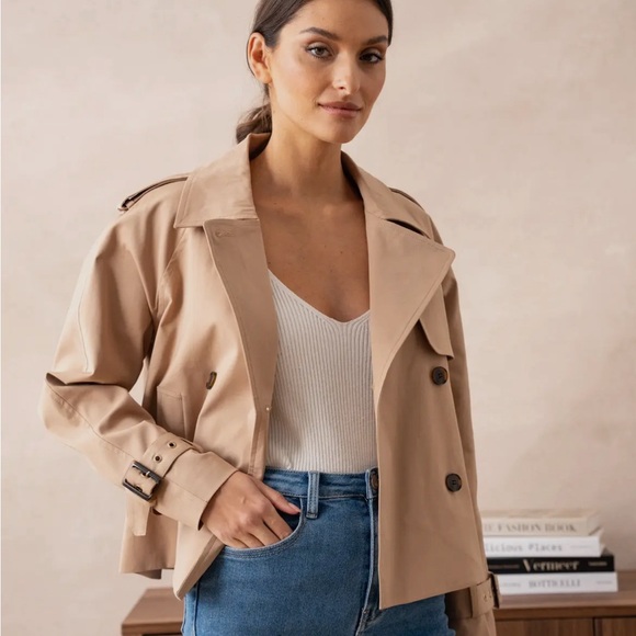 Crop Tan Jacket - Picture 1 of 3